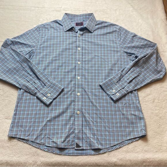 UNTUCKit Other - Untuckit Long Sleeve Button Down Breganze Blue White Plaid Shirt Size Large